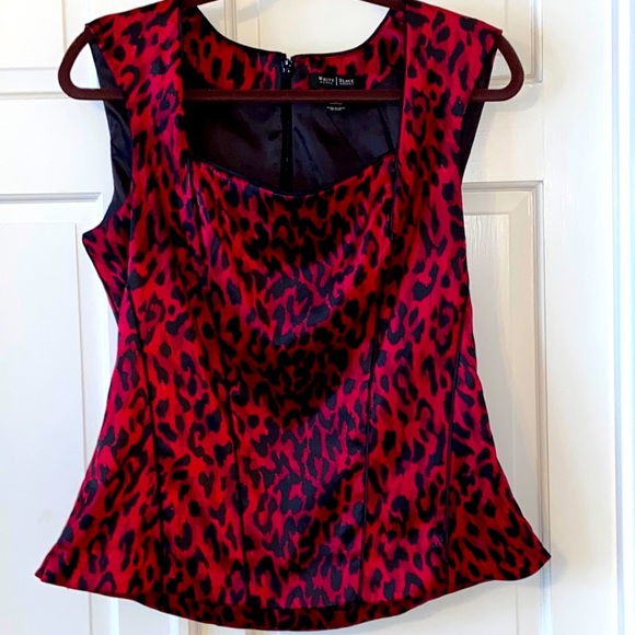 White House Black Market Tops Whbm Redblack Cheetah Lined Satin